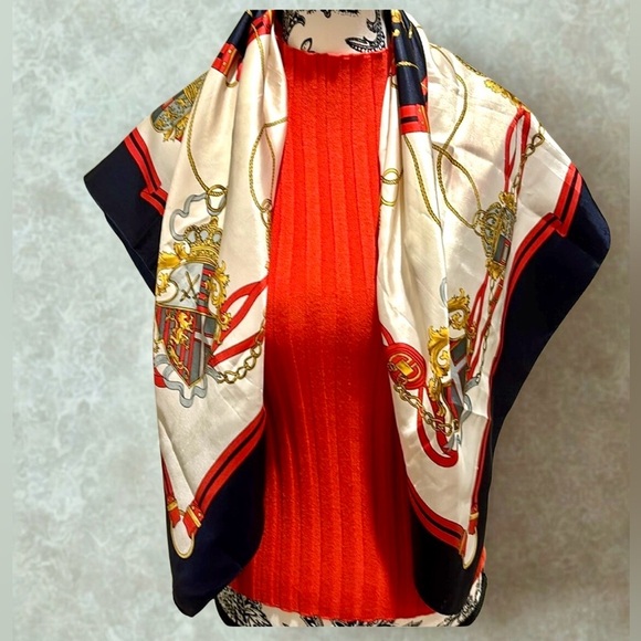 Sunkyung Sa Navy and White red/orange Scarf - Picture 1 of 4
